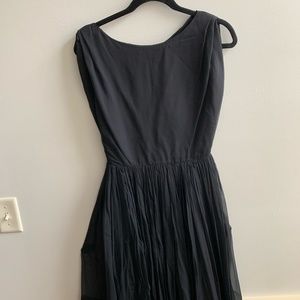 Vintage 1950s 1960s flowy black dress